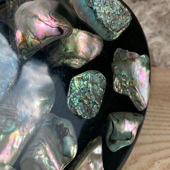 Vintage Abalone And Lucite Shell Trivet Hotplate Made By Wondermold Ind. - Picture 11 of 17